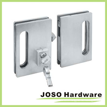 Brush Satin Frameless Glass Door Lock for Double Doors (GDL001B)